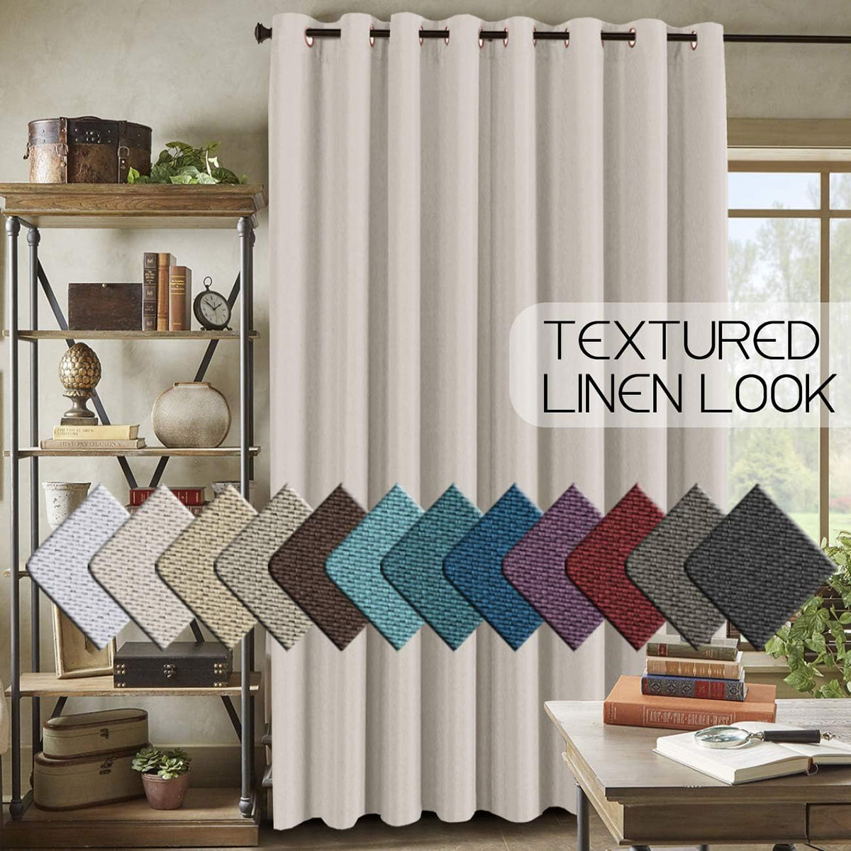 Faux Linen Blackout Thermal Insulated Grommet Curtain