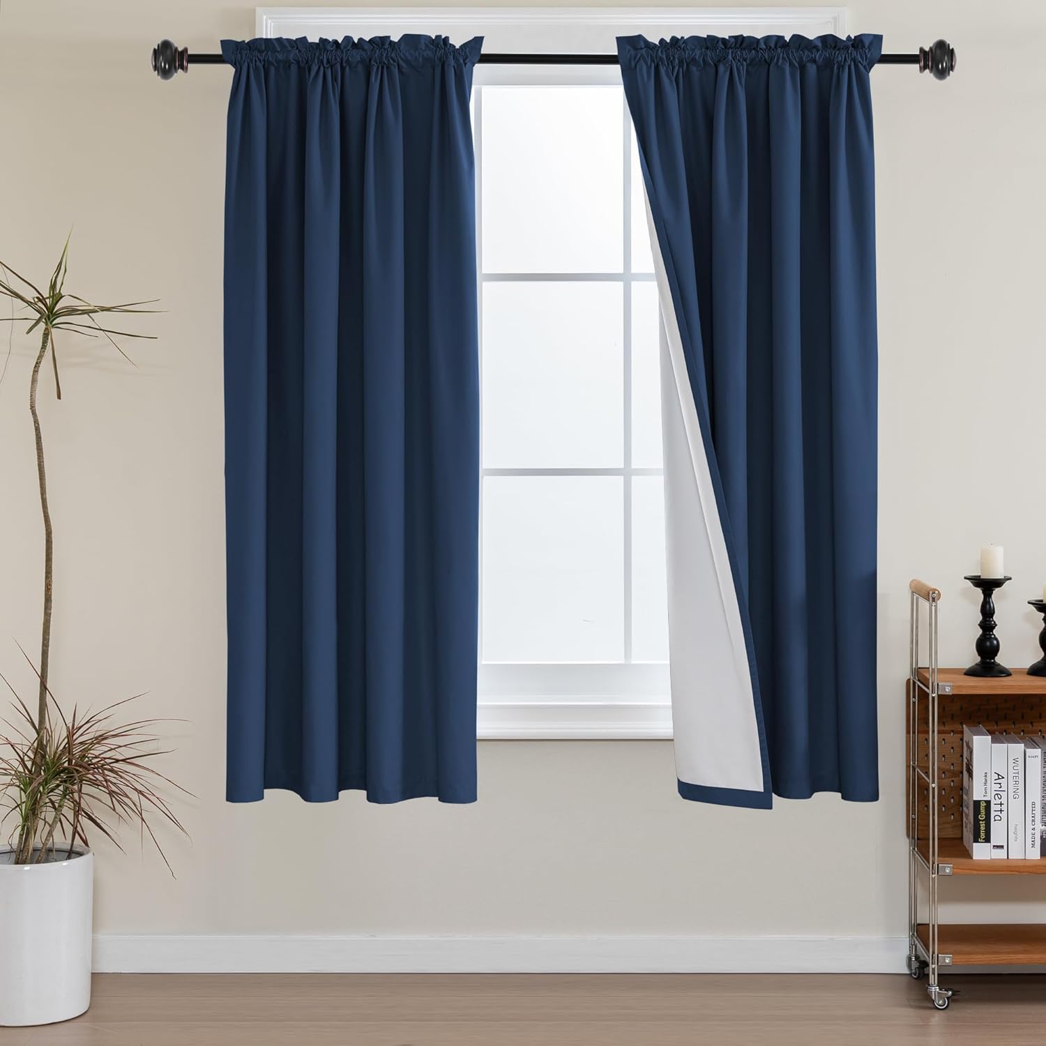 100% Blackout White Liners Window Rod Pocket Curtains