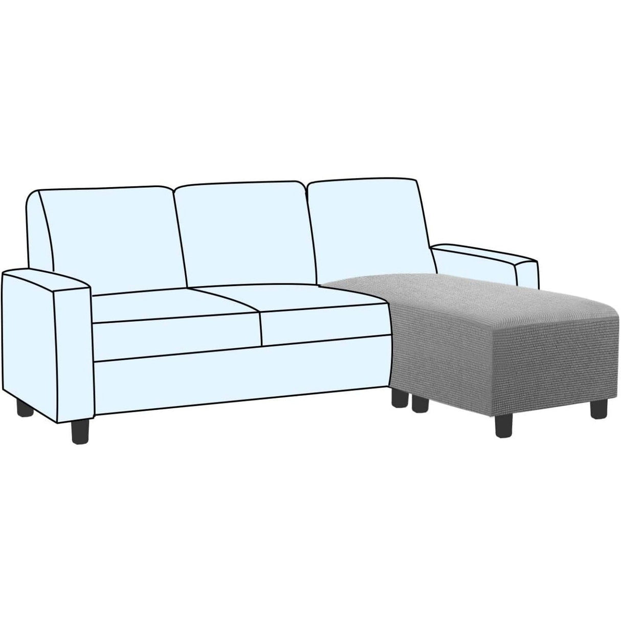 Ottoman Cover Slipcover Rectangle Fit Length Footrest Sofa Slipcovers Stool Cover