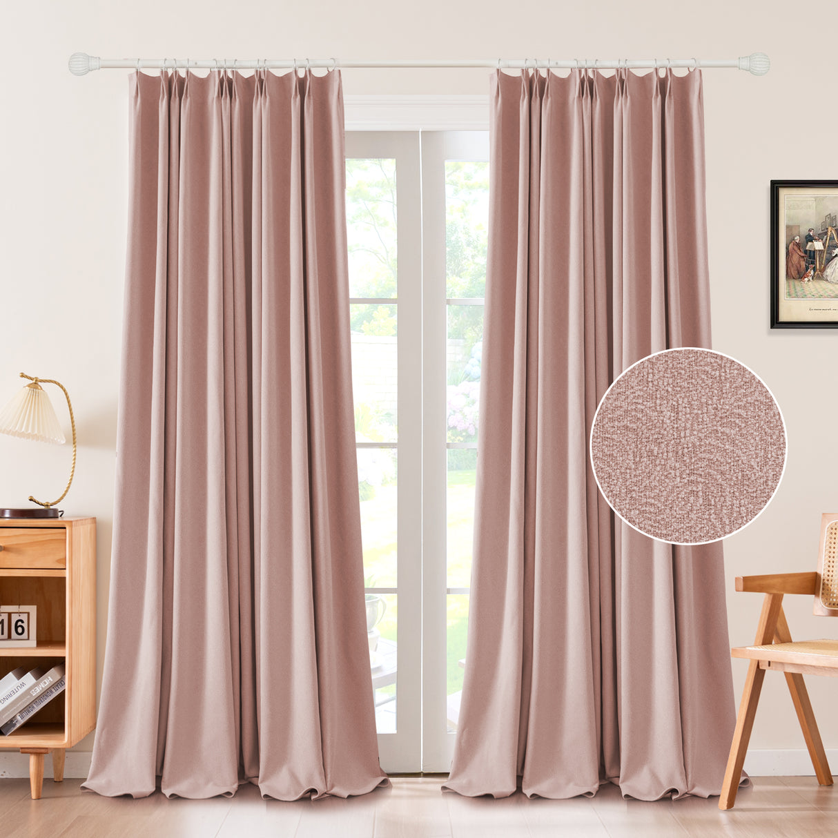 Zariel Pebbled Swirl Texture Velvet Curtain Pleated
