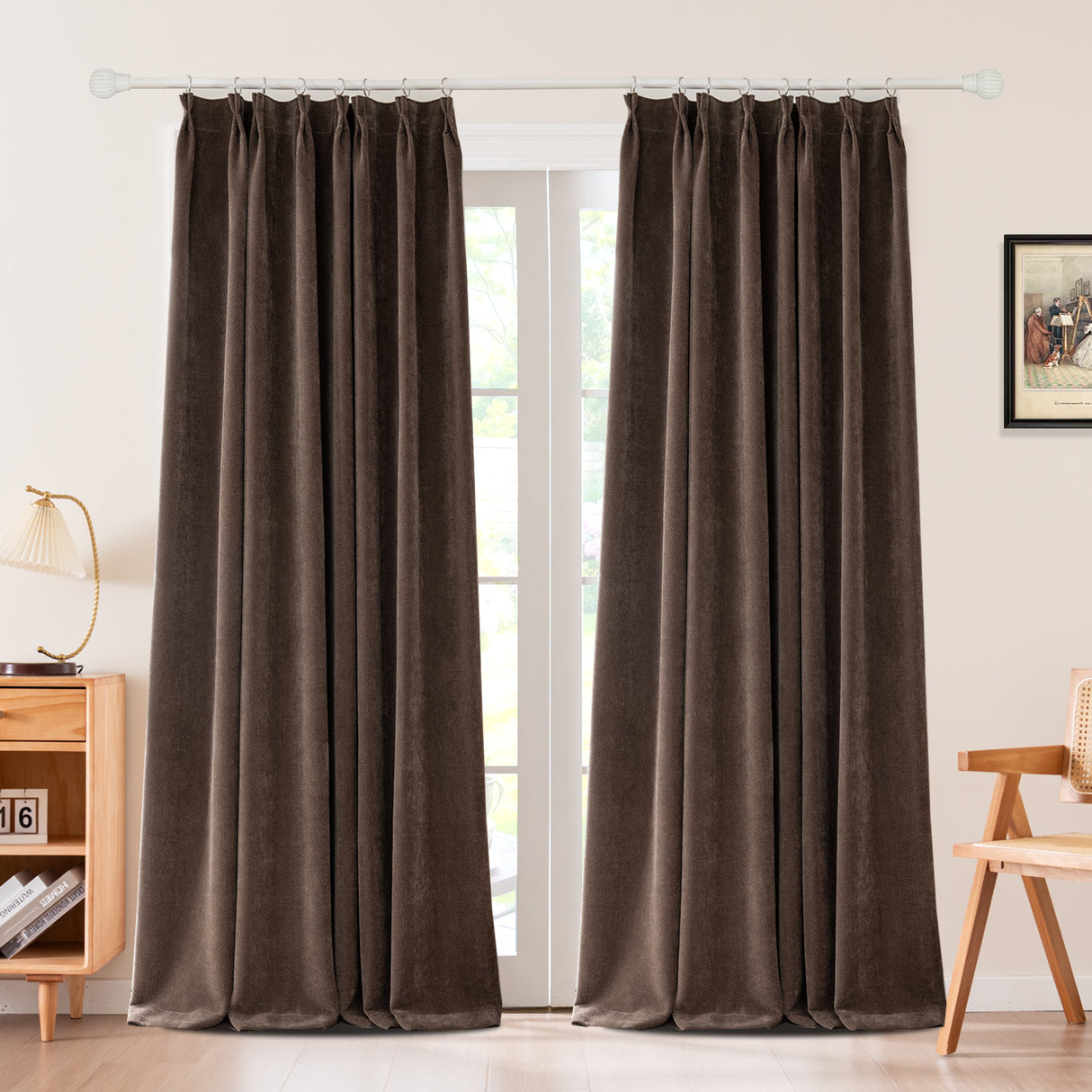 Sarella Diagonal Weave Blackout curtain Pleated
