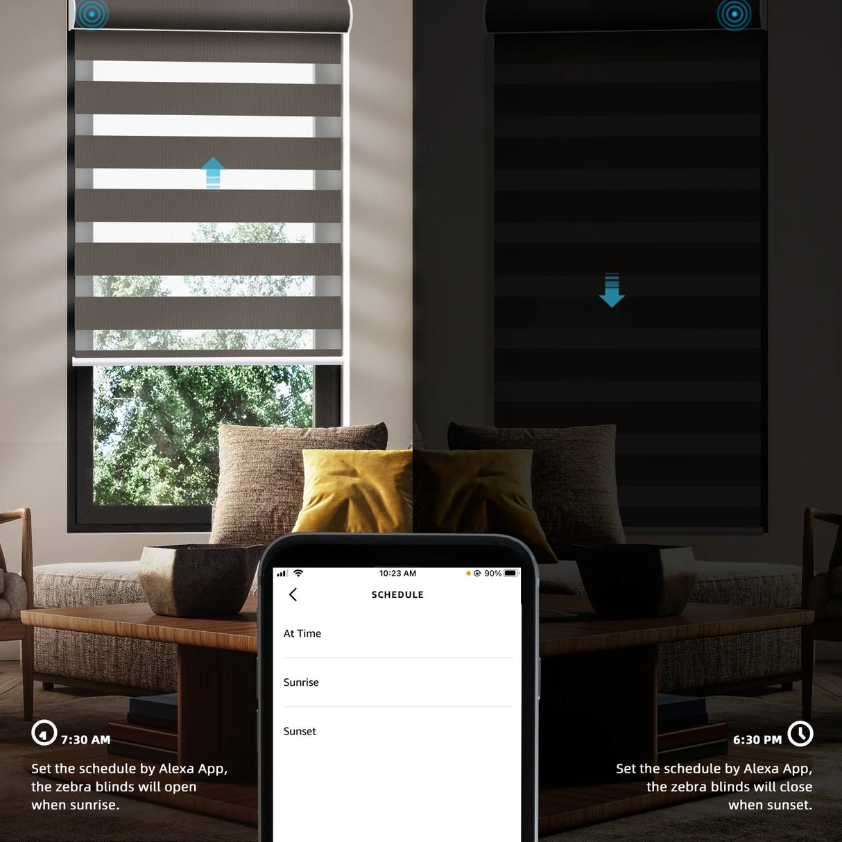 Motorized Zebra Shades 100% Blackout 95mm Chloris