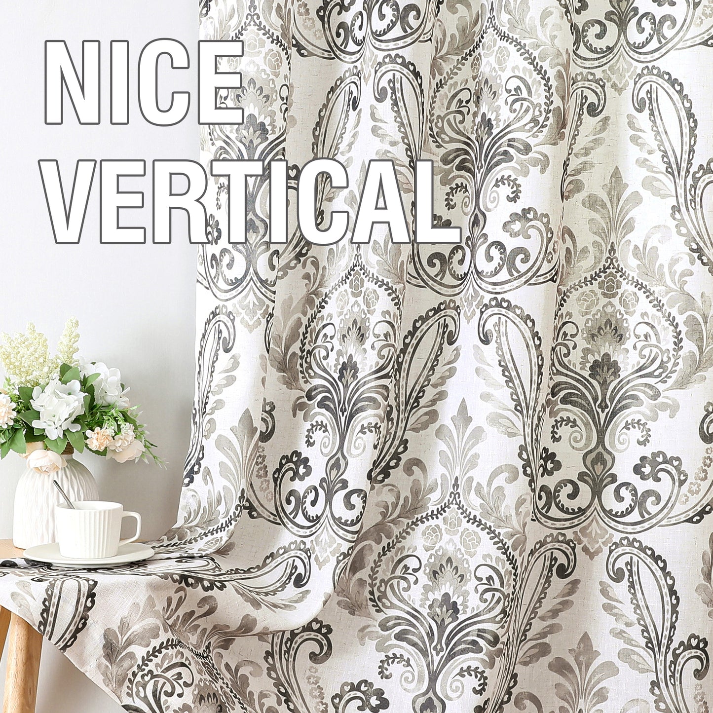 Printed Floral Linen Sheer Curtains