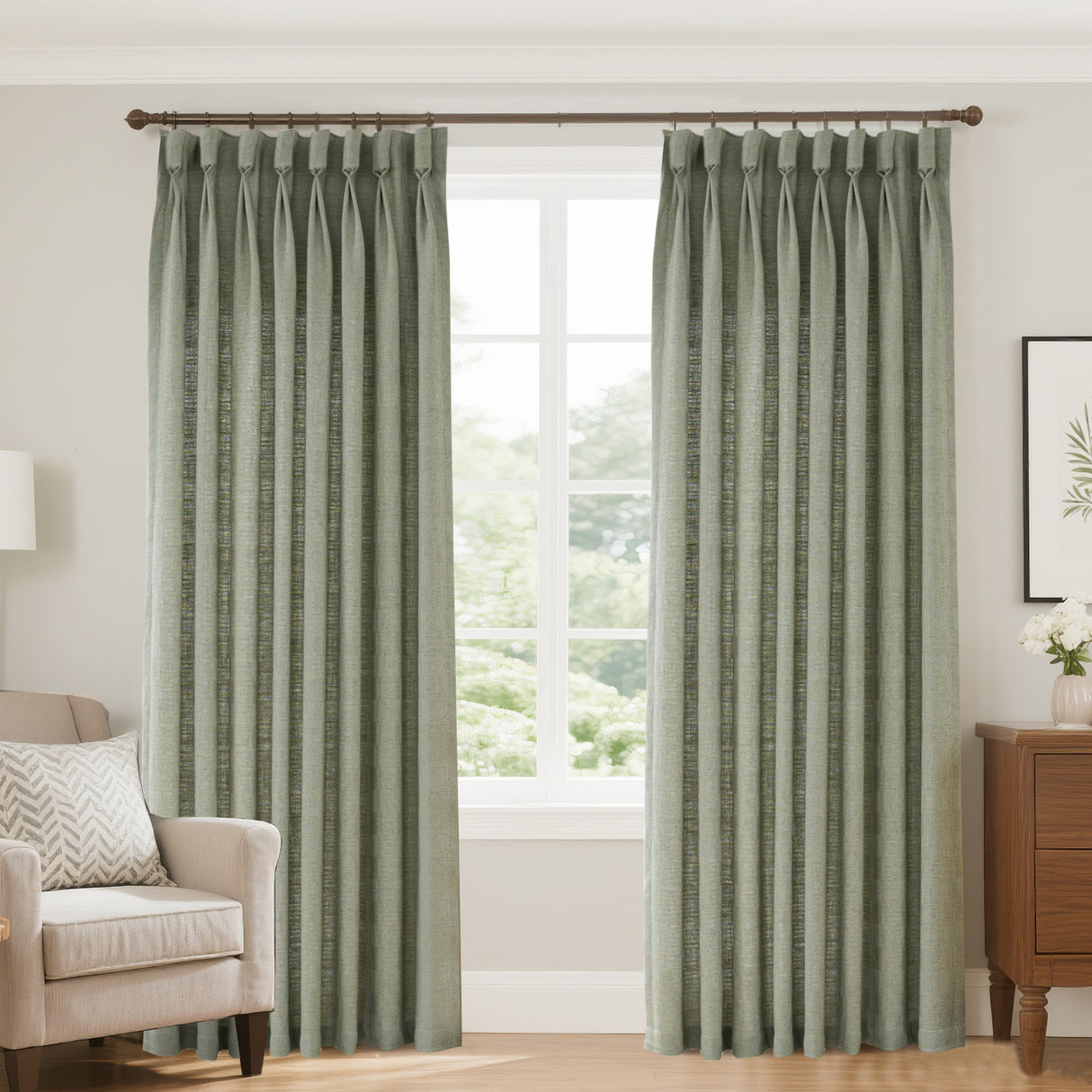 Pristine Blended Linen Curtain Pleated