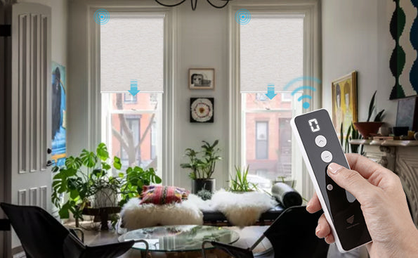 Motorized Roller Shades 100% Blackout Linen