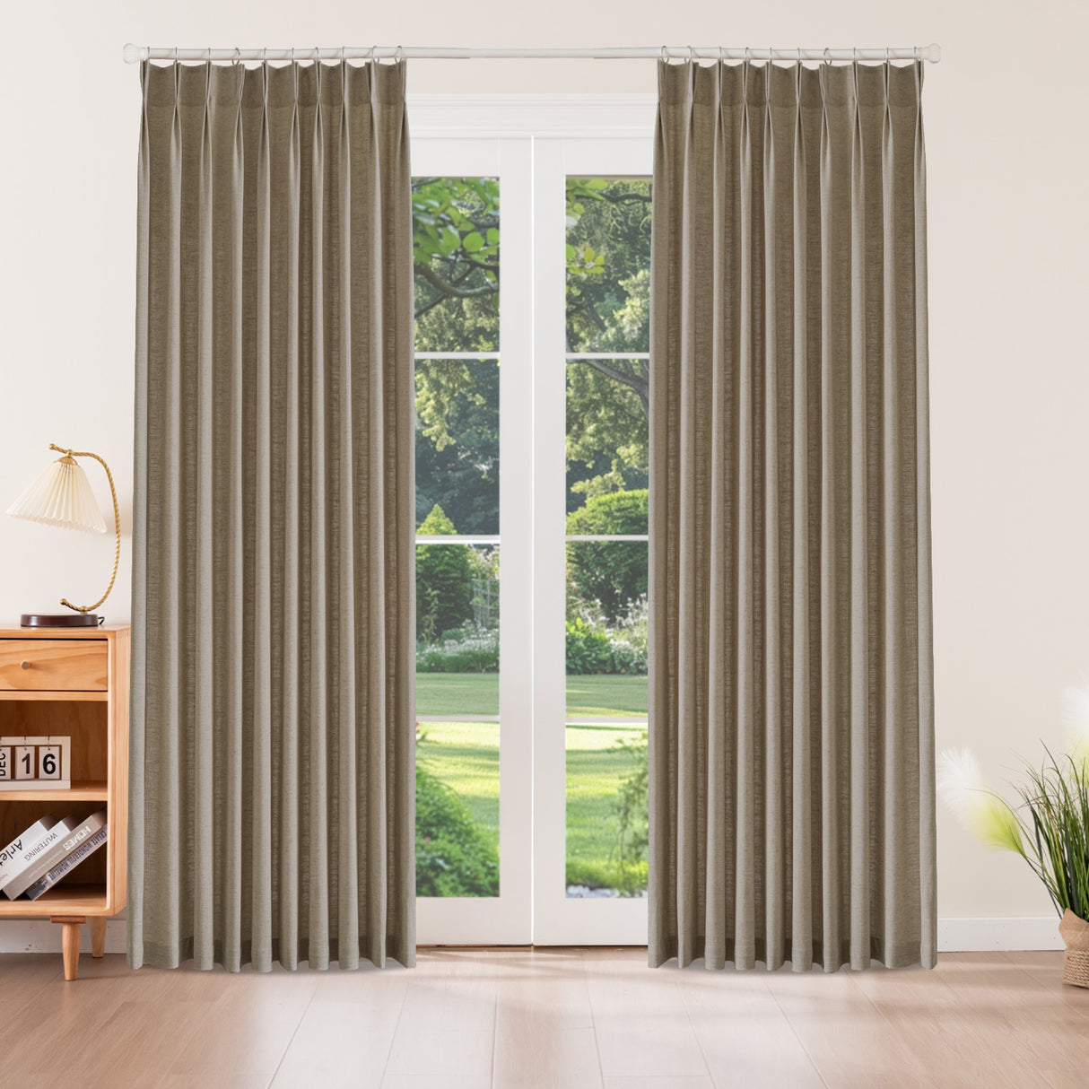 Aurevia Textured Linen Cotton Blend Curtain Pleated