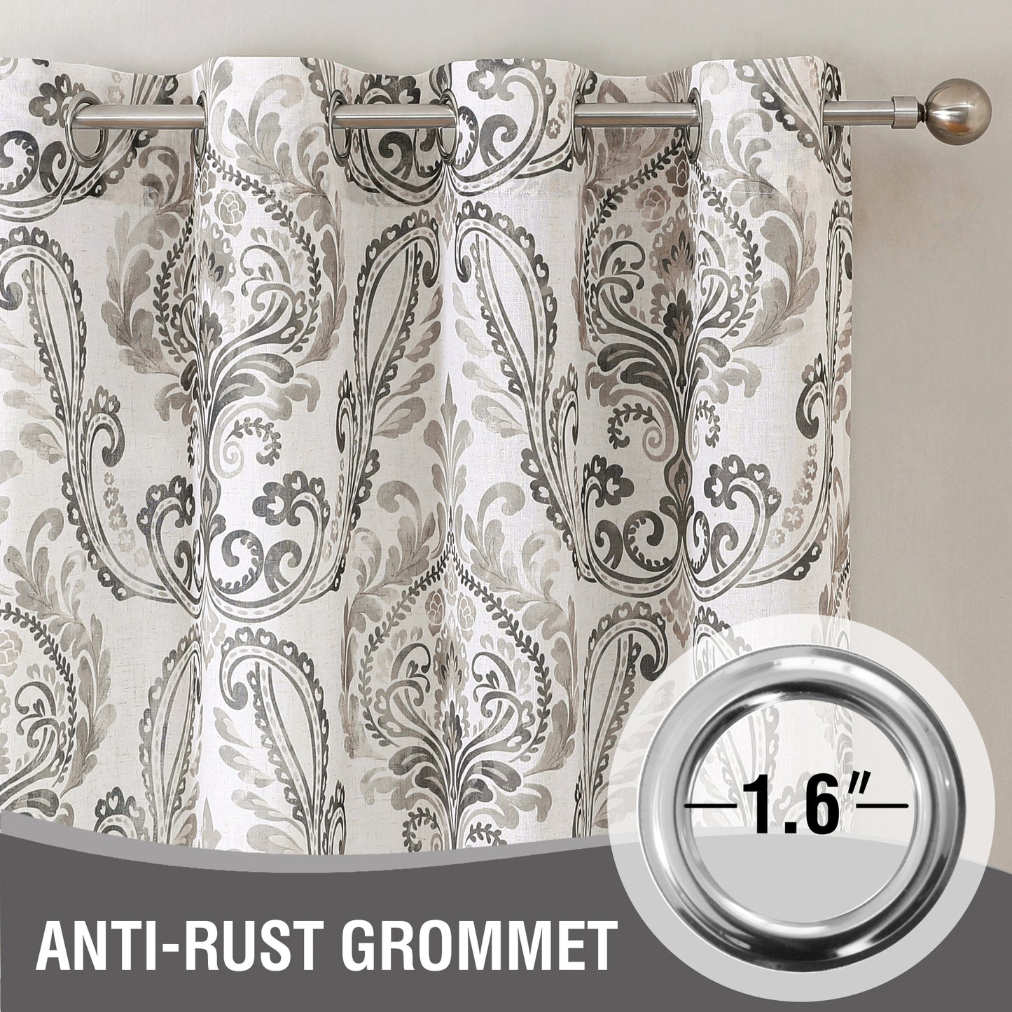 Printed Floral Linen Sheer Curtains