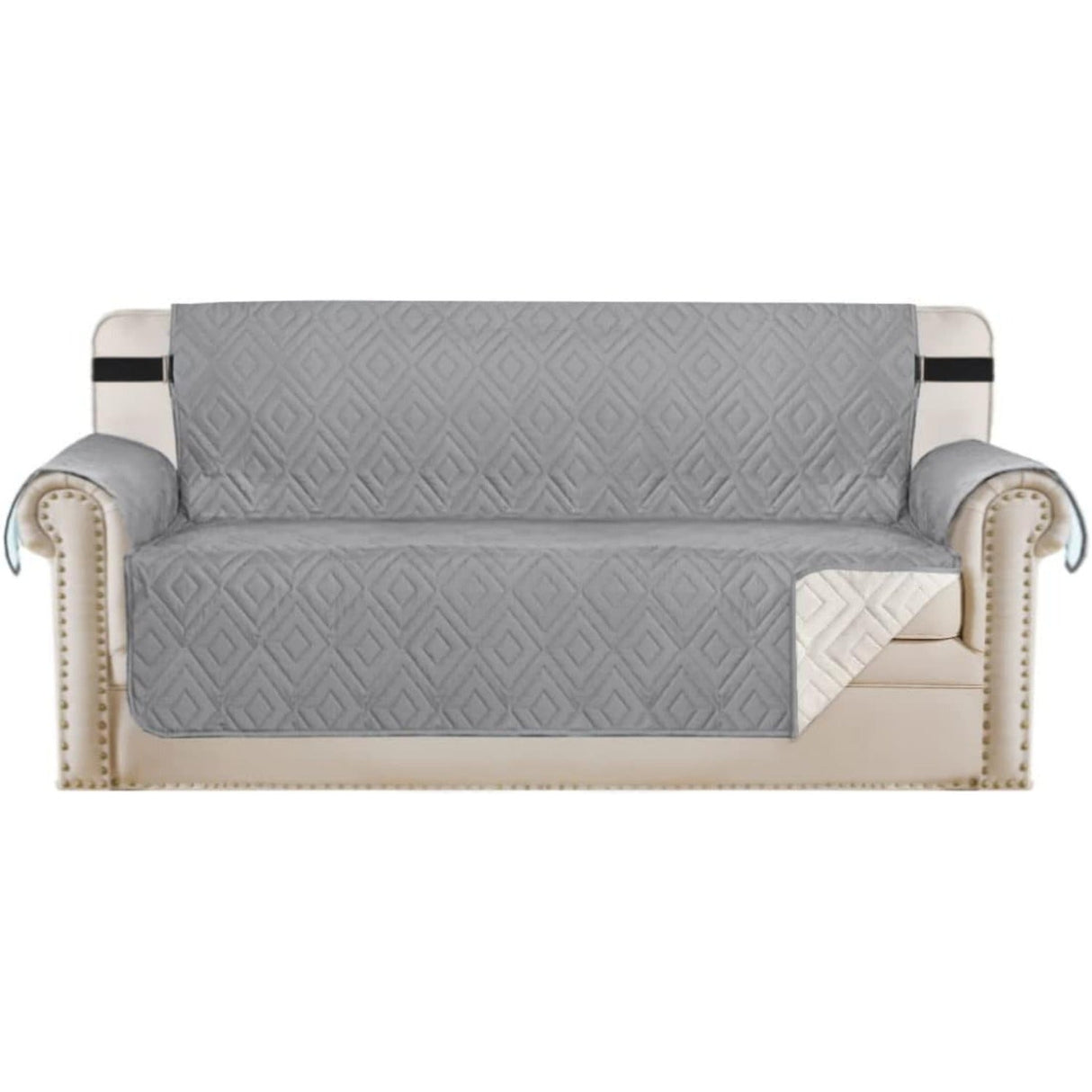 Reversible Furniture Protector Anti-Slip Water Resistant 2" Elastic Straps Couch Covers
