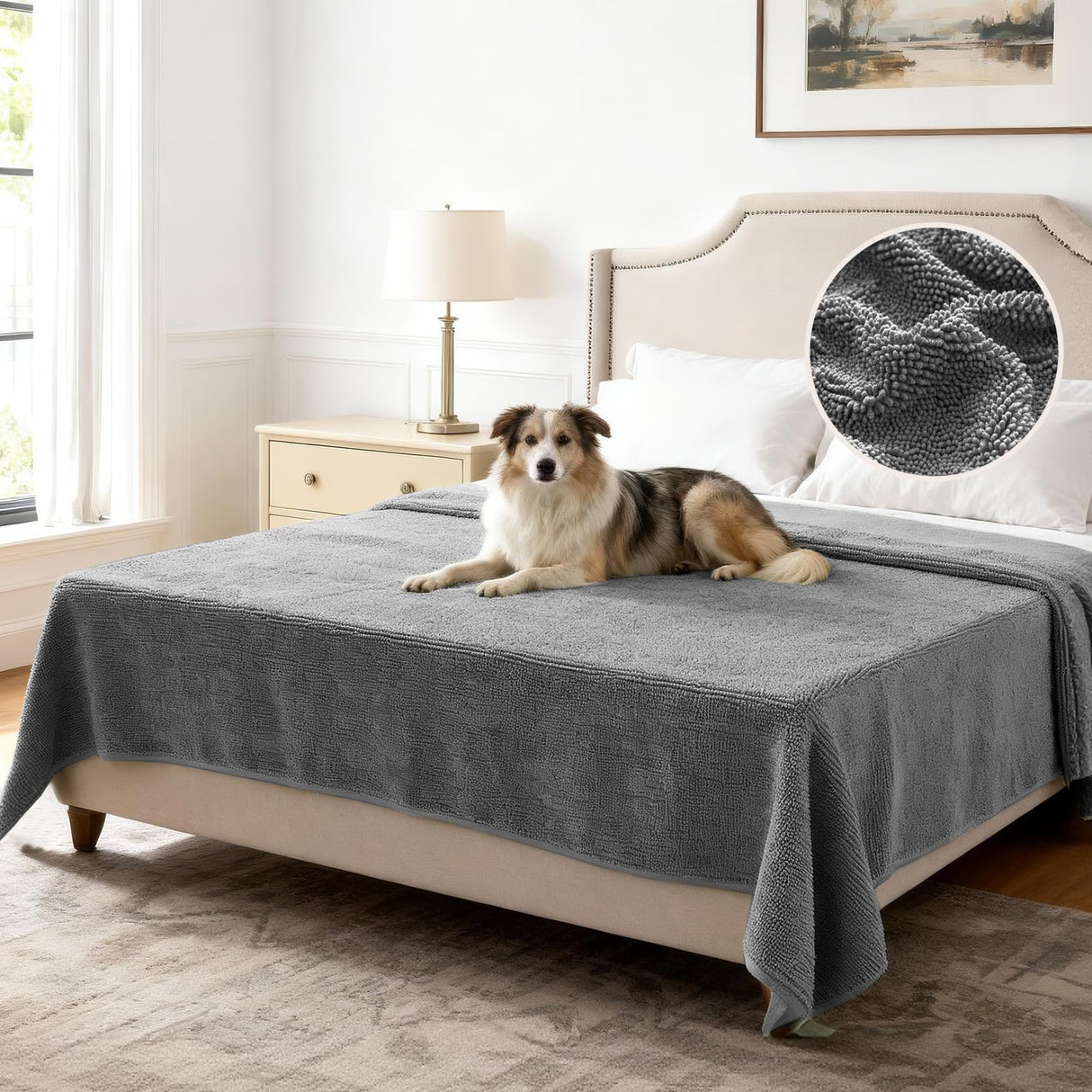 H.VERSAILTEX Non Slip Pet Couch Cover Chenille Dog Bed Protector Thick Soft Sofa Slipcover Pet Friendly Washable Couch Cushion Covers for Pets (30" x 53", Sage)