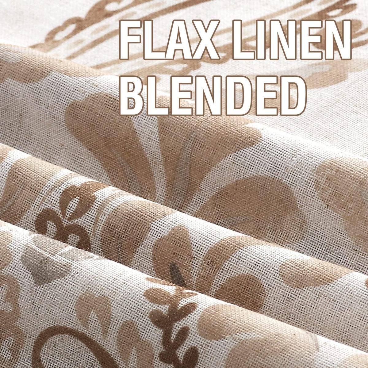 H.VERSAILTEX Farmhouse Floral Curtains for Living Room 84 Inch Length 2 Panles Set Summer Privacy Light Filtering Sheer Curtains Linen Style Drapes, Damask Printed Curtain, Taupe
