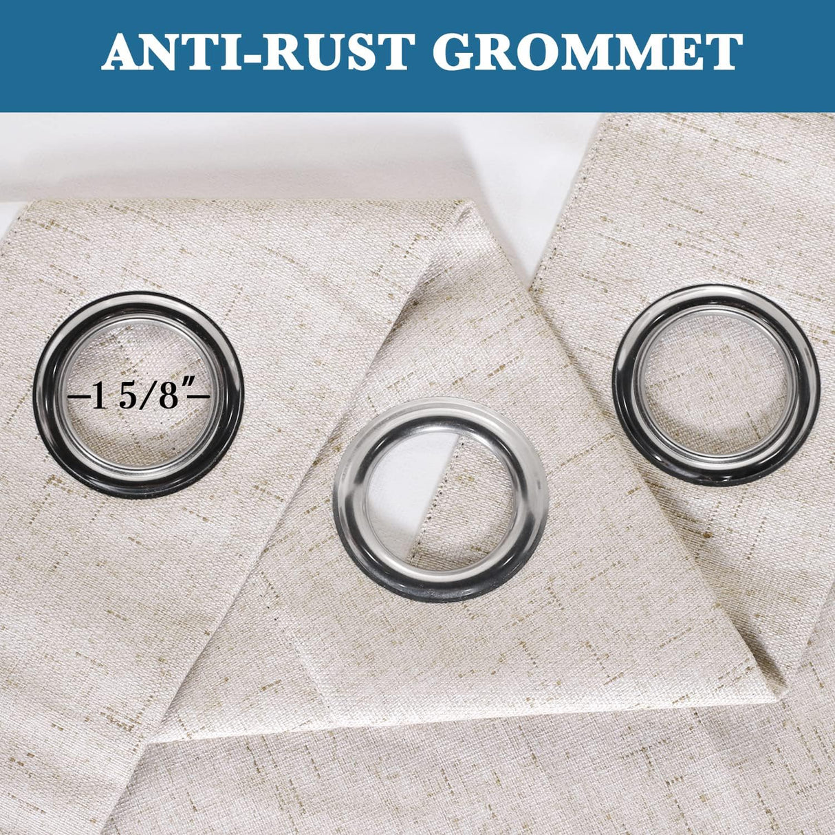 Durable Thick Textured Linen Look 100% Blackout Patio Door Grommet Curtain One Panel