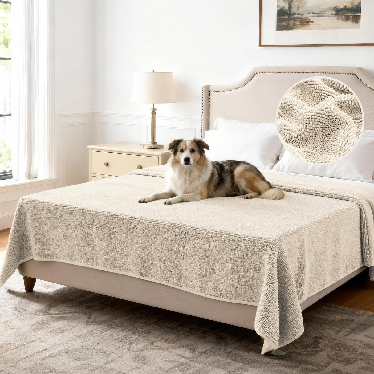 H.VERSAILTEX Non Slip Pet Couch Cover Chenille Dog Bed Protector Thick Soft Sofa Slipcover Pet Friendly Washable Couch Cushion Covers for Pets (30" x 53", Sage)