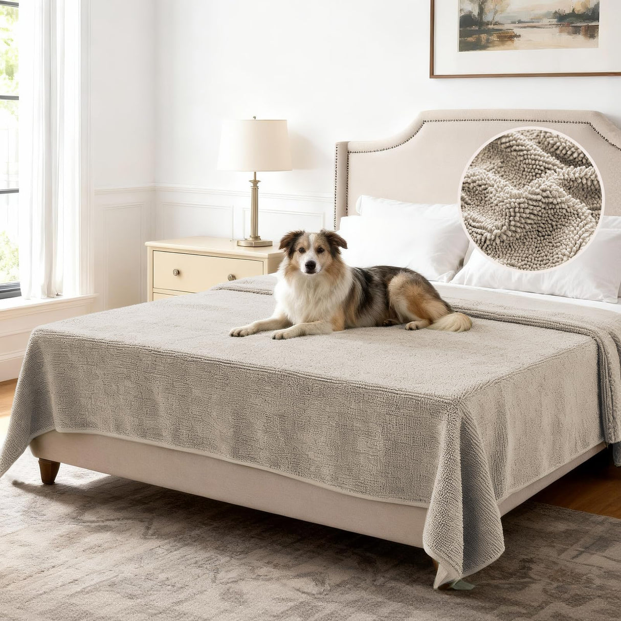 H.VERSAILTEX Non Slip Pet Couch Cover Chenille Dog Bed Protector Thick Soft Sofa Slipcover Pet Friendly Washable Couch Cushion Covers for Pets (30" x 53", Sage)