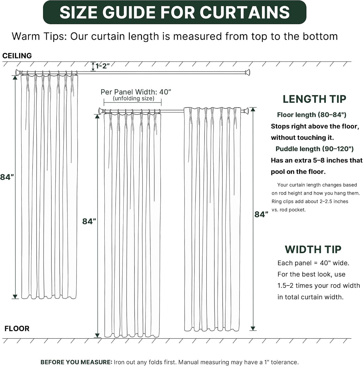 H.VERSAILTEX Ivory Pinch Pleated 100% Blackout Curtains 84 Inches Long