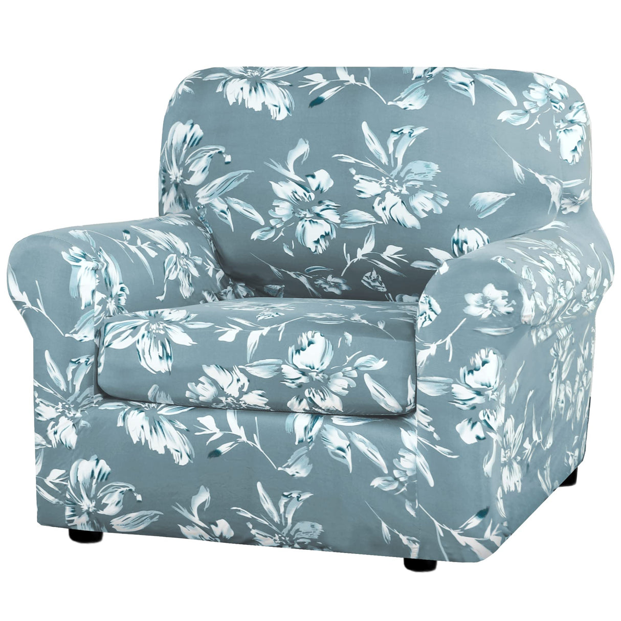 H.VERSAILTEX Super Stretch 3 Pieces Sofa Covers for 2 Cushion Couch Covers Sofa Slipcovers Feature Soft Thick Bouncy Modern Style with Individual Cushion Covers Pet Friendly - Loveseat, Aqua
