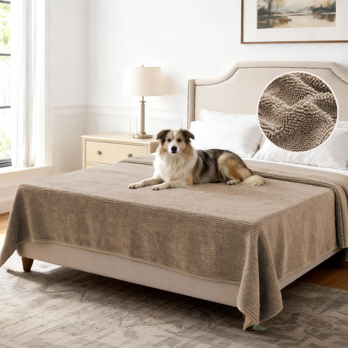 H.VERSAILTEX Non Slip Pet Couch Cover Chenille Dog Bed Protector Thick Soft Sofa Slipcover Pet Friendly Washable Couch Cushion Covers for Pets (30" x 53", Sage)