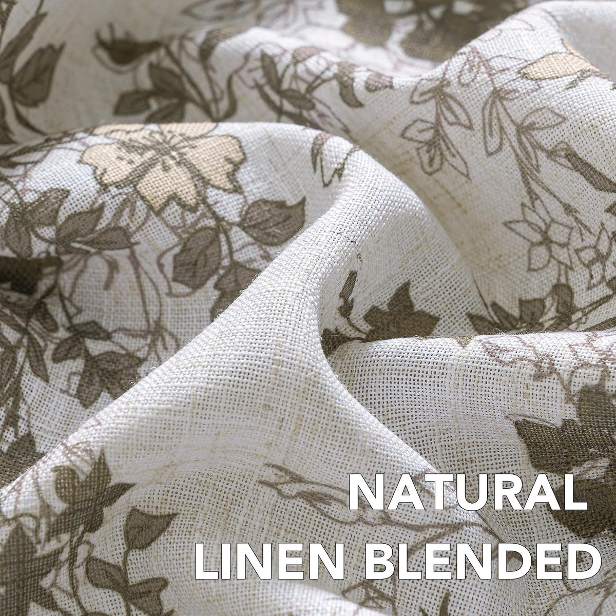 H.VERSAILTEX Linen Blend Curtains for Living Room Printed Floral Curtain Grommet Farmhouse Flower Patterned Drapes Window Treatment Panels Set of 2 Panels, 52" W x 63" L, Retro Floral - Brown
