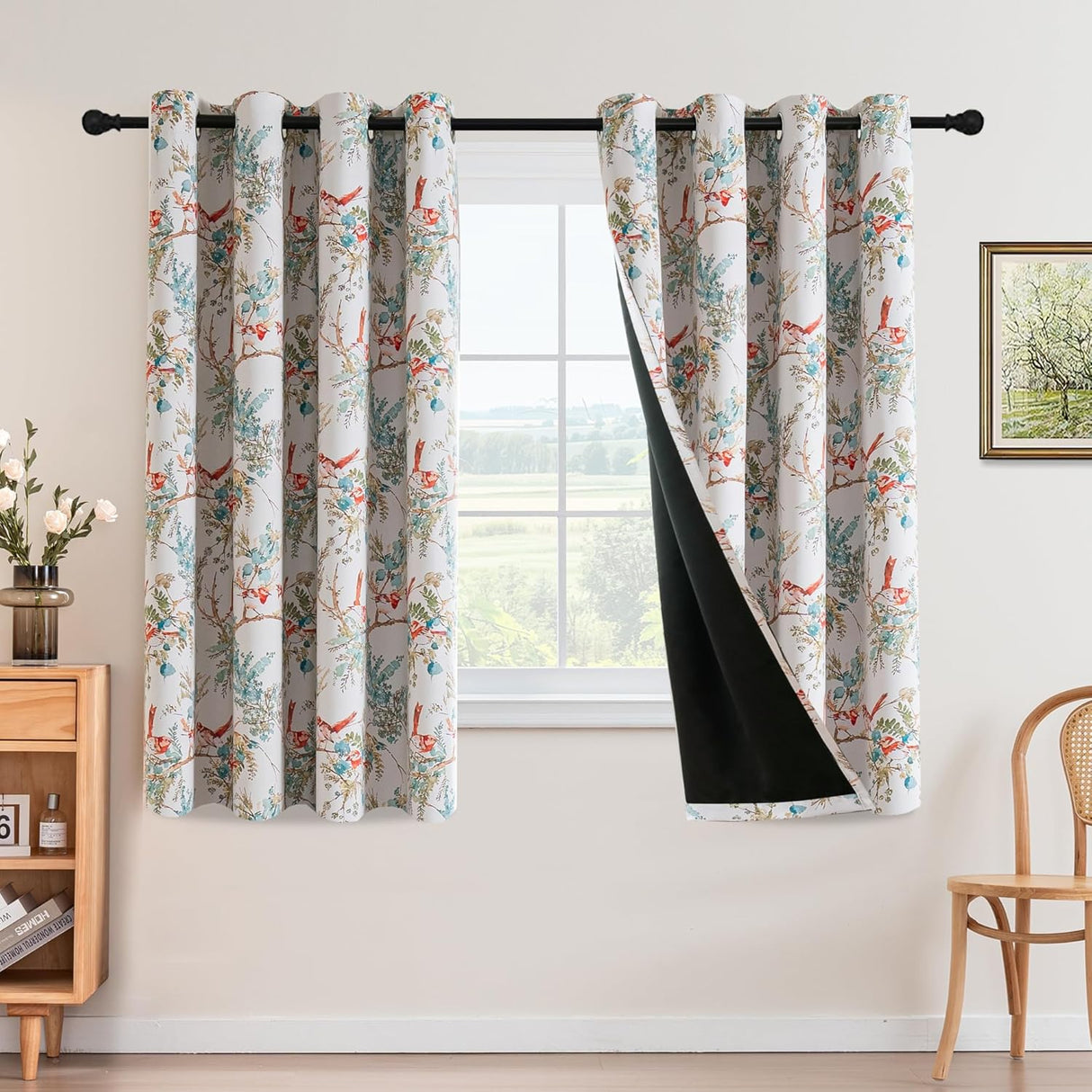 H.VERSAILTEX Floral 100% Blackout Vintage Curtains Patterned Thermal Insulated Grommet Window Drapes