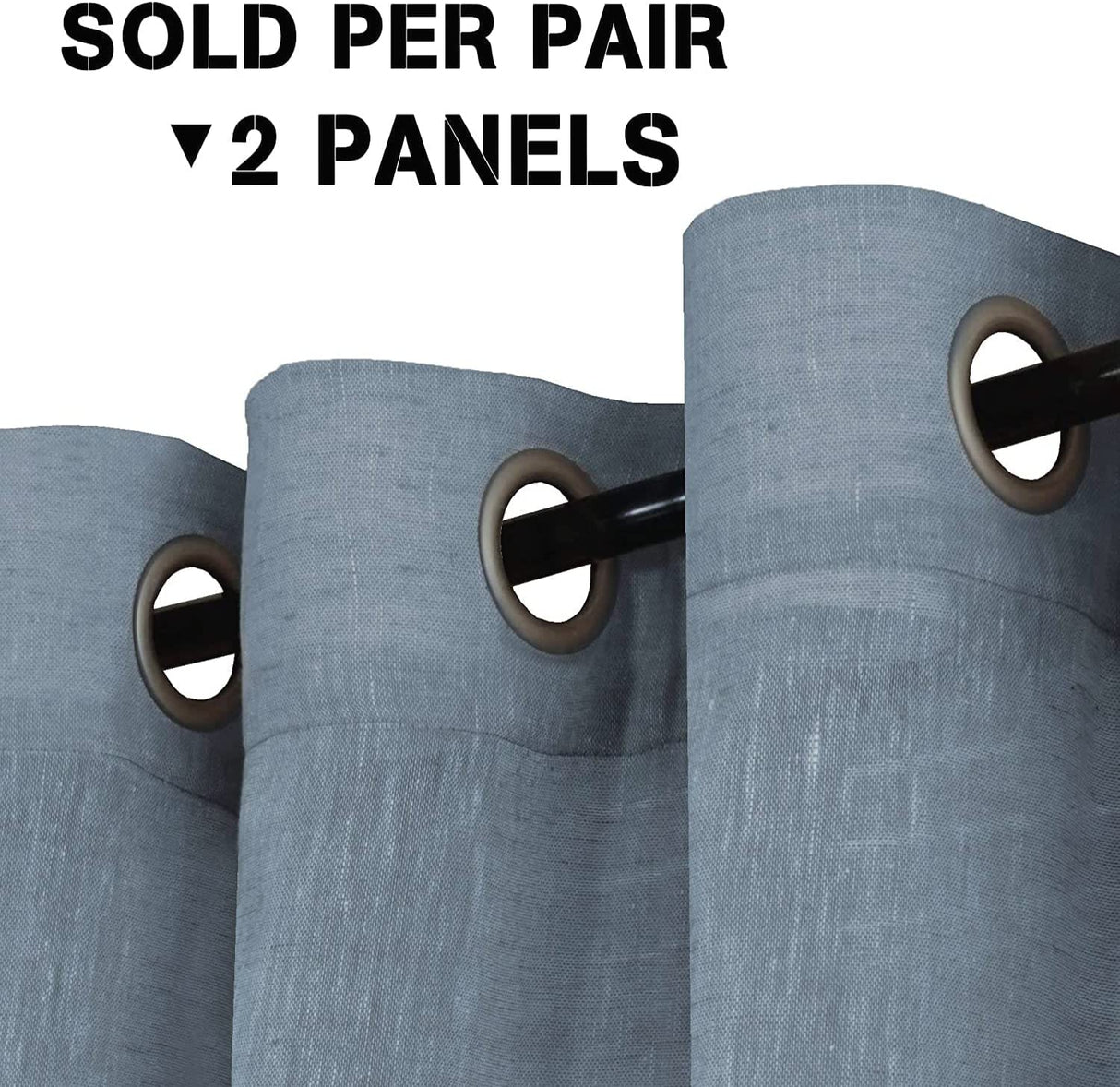 Natural Linen Blended Privacy Sheer Nickel Grommets Curtains
