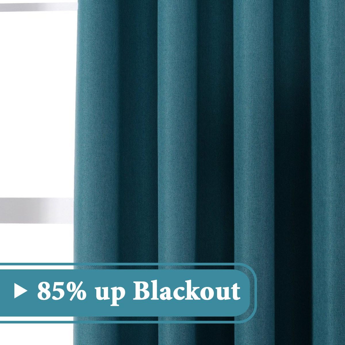 Faux Linen Blackout Thermal Insulated Grommet Curtain