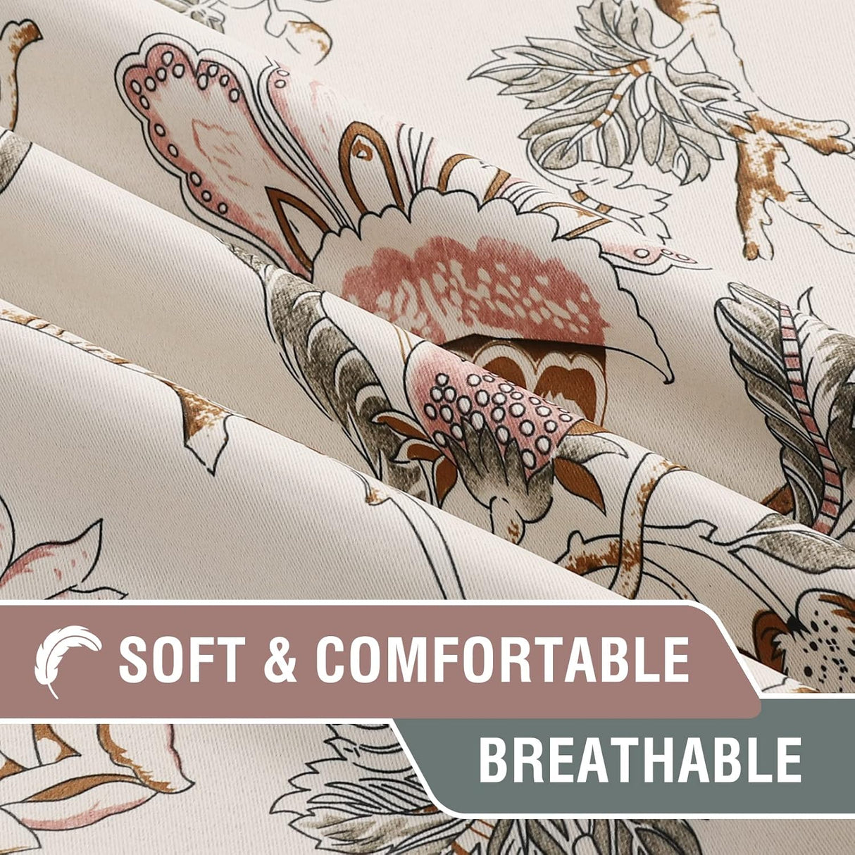 H.VERSAILTEX Floral Blackout Curtains for Living Room Thermal Insulated Grommet Drapes