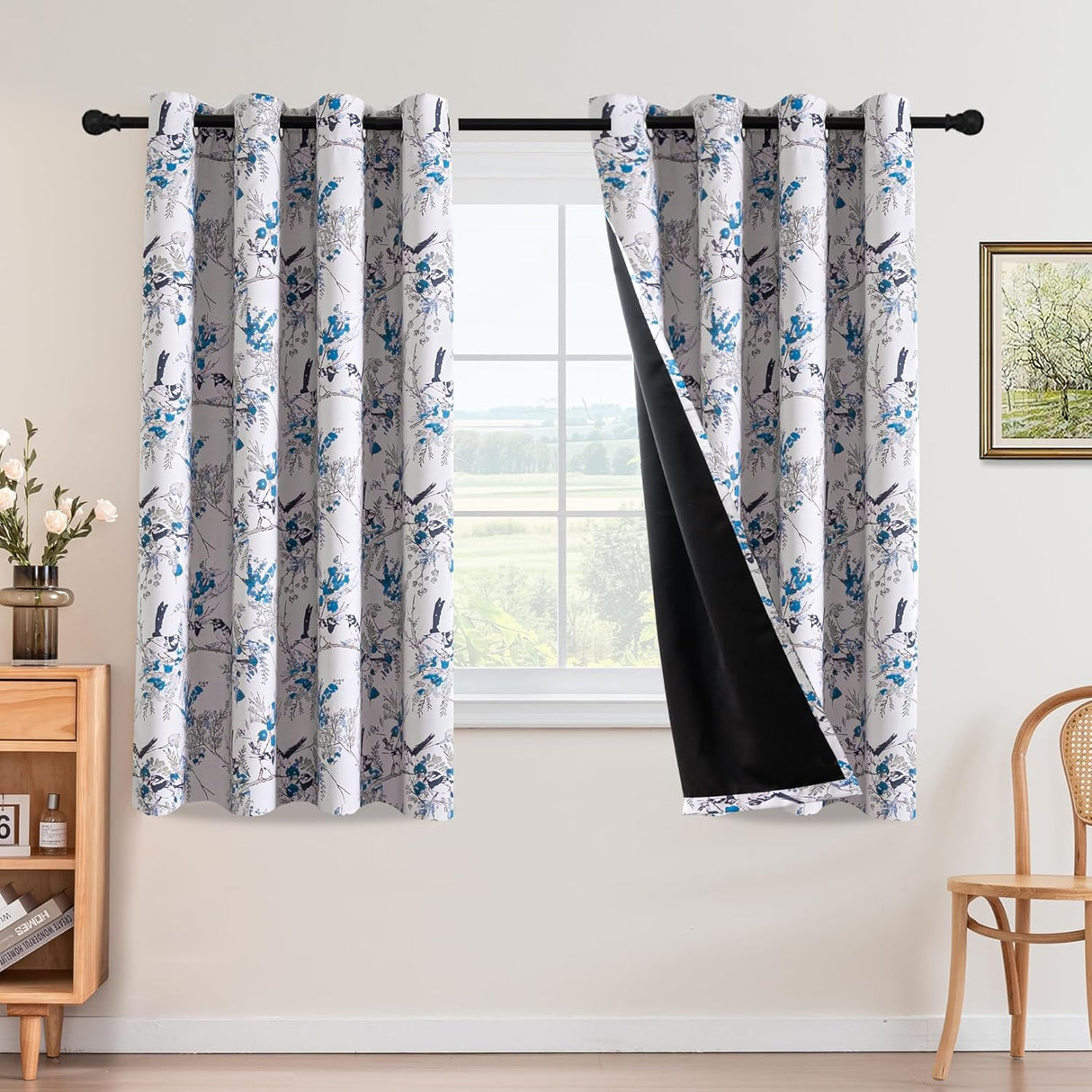 H.VERSAILTEX Floral 100% Blackout Vintage Curtains Patterned Thermal Insulated Grommet Window Drapes