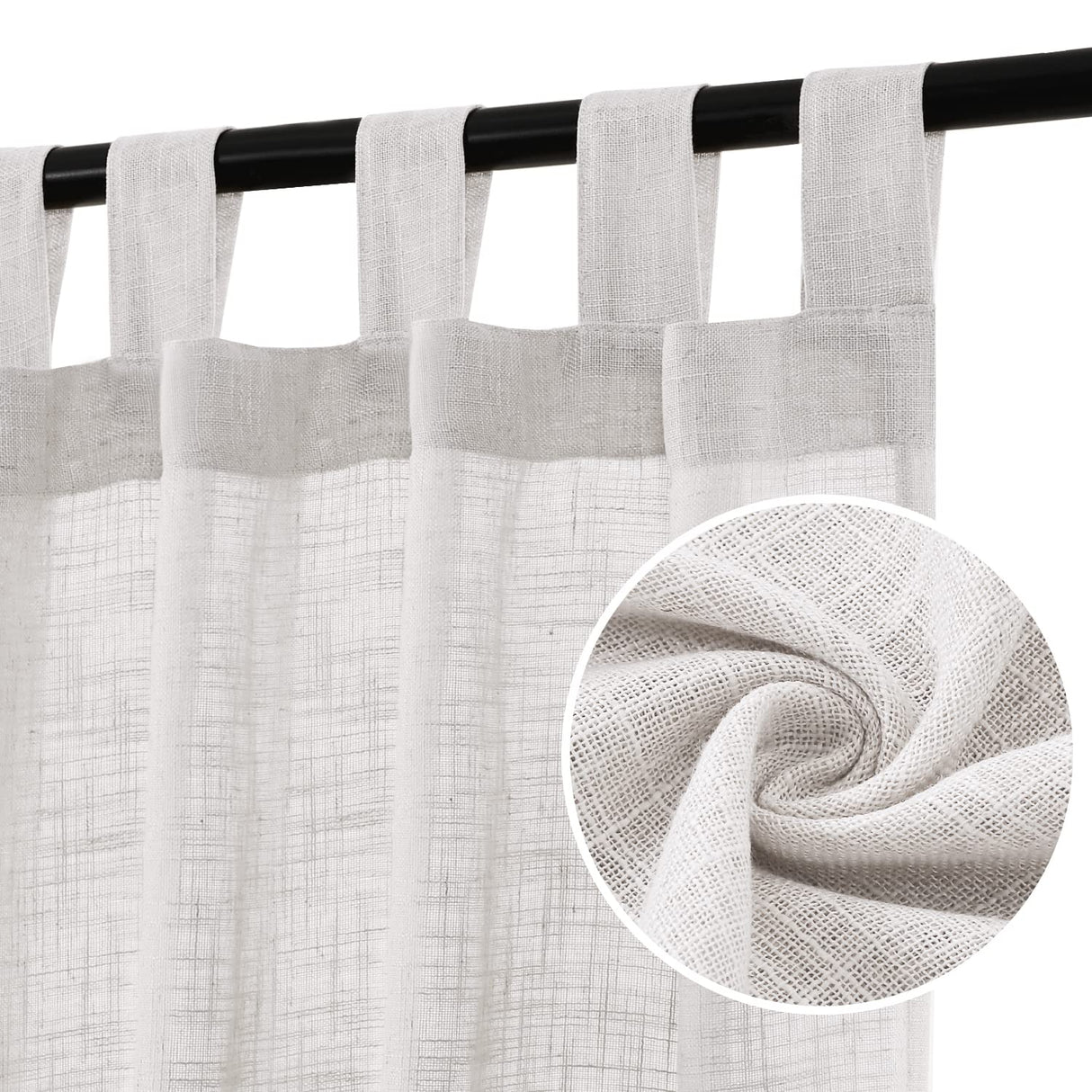 H.VERSAILTEX Linen Natural Linen Blended Curtains for Living Room Burlap Linen Textured Tab Top Curtain Energy Efficient Light Filtering Curtains (Set of 2, 52" x 84", Stone Blue)