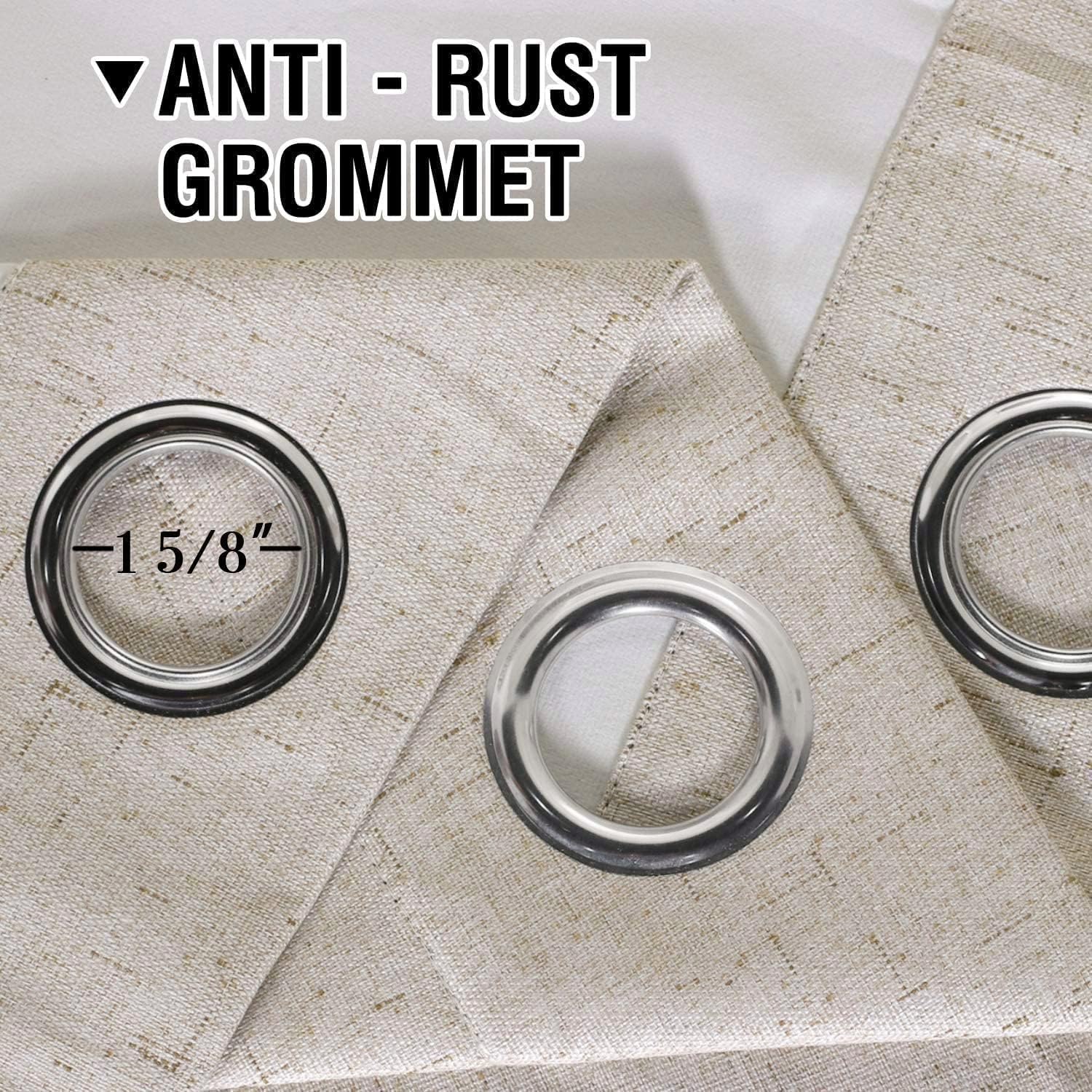 Linen Blackout Thermal Insulated  White Liner Grommet Top Curtains