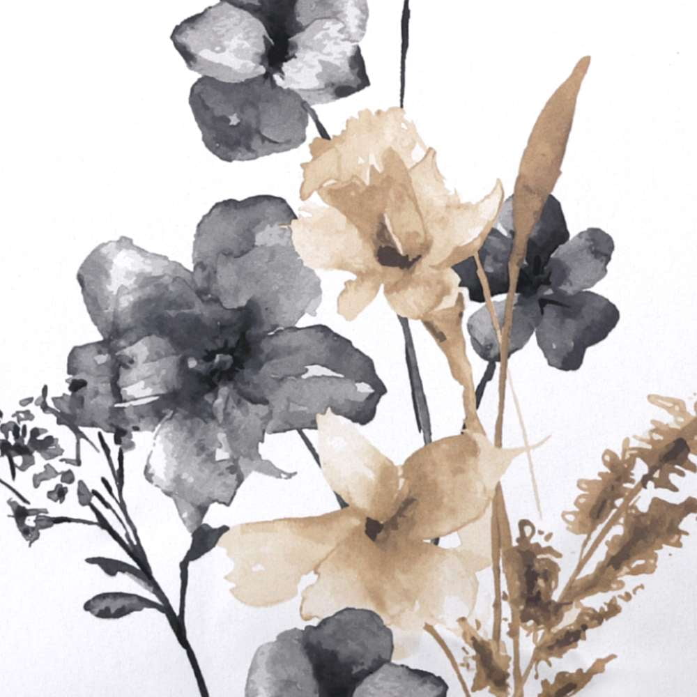 H.VERSAILTEX 100% Blackout Curtains Cattleya Floral Printed Drapes Leah Floral Thermal Bedroom Curtains for Living room with Black Liner 2 Panels,52" x 96",Grey/BLue