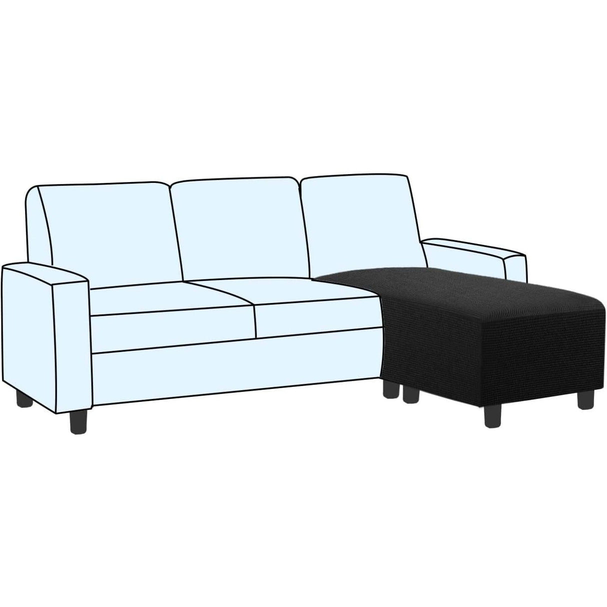 Ottoman Cover Slipcover Rectangle Fit Length Footrest Sofa Slipcovers Stool Cover
