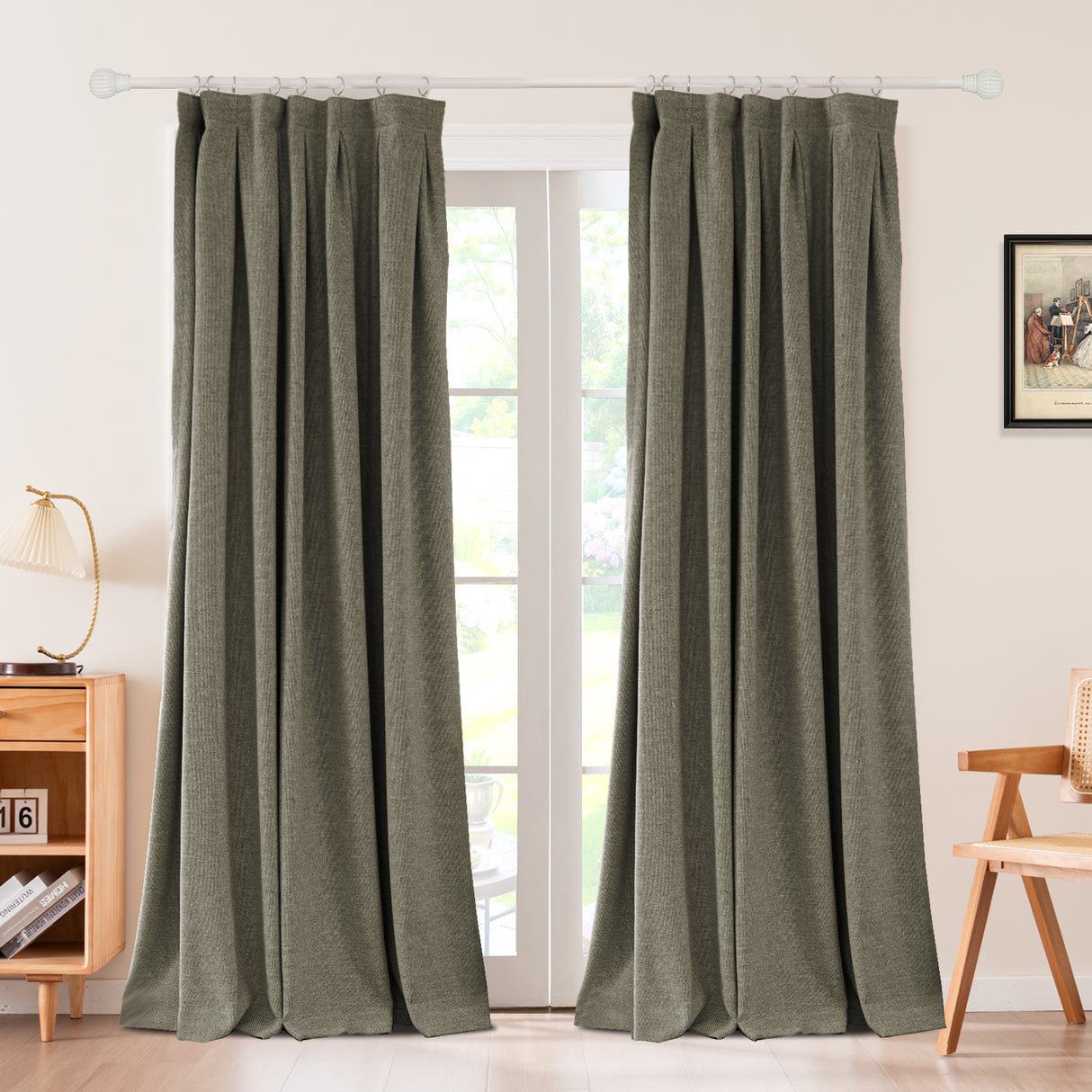 Avenna Woven Linen-like Texture Curtain Pleated