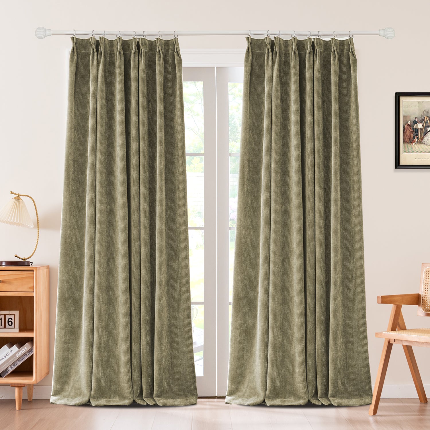 Sarella Diagonal Weave Blackout curtain Pleated