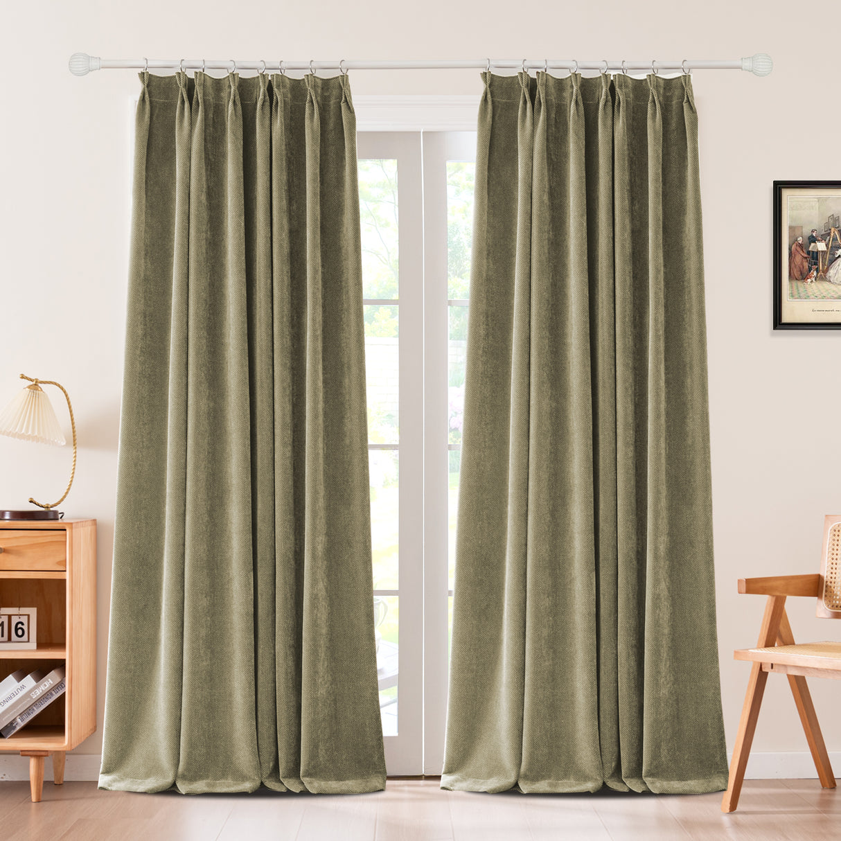 Sarella Diagonal Weave Blackout curtain Pleated