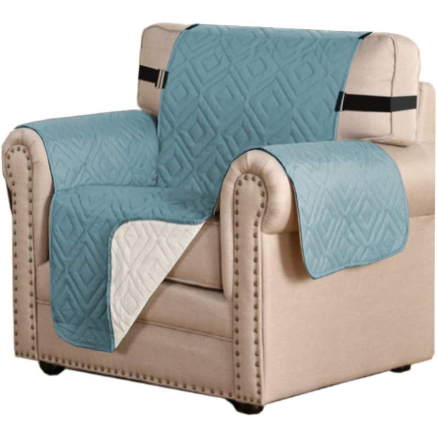 Reversible Furniture Protector Anti-Slip Water Resistant 2" Elastic Straps Couch Covers