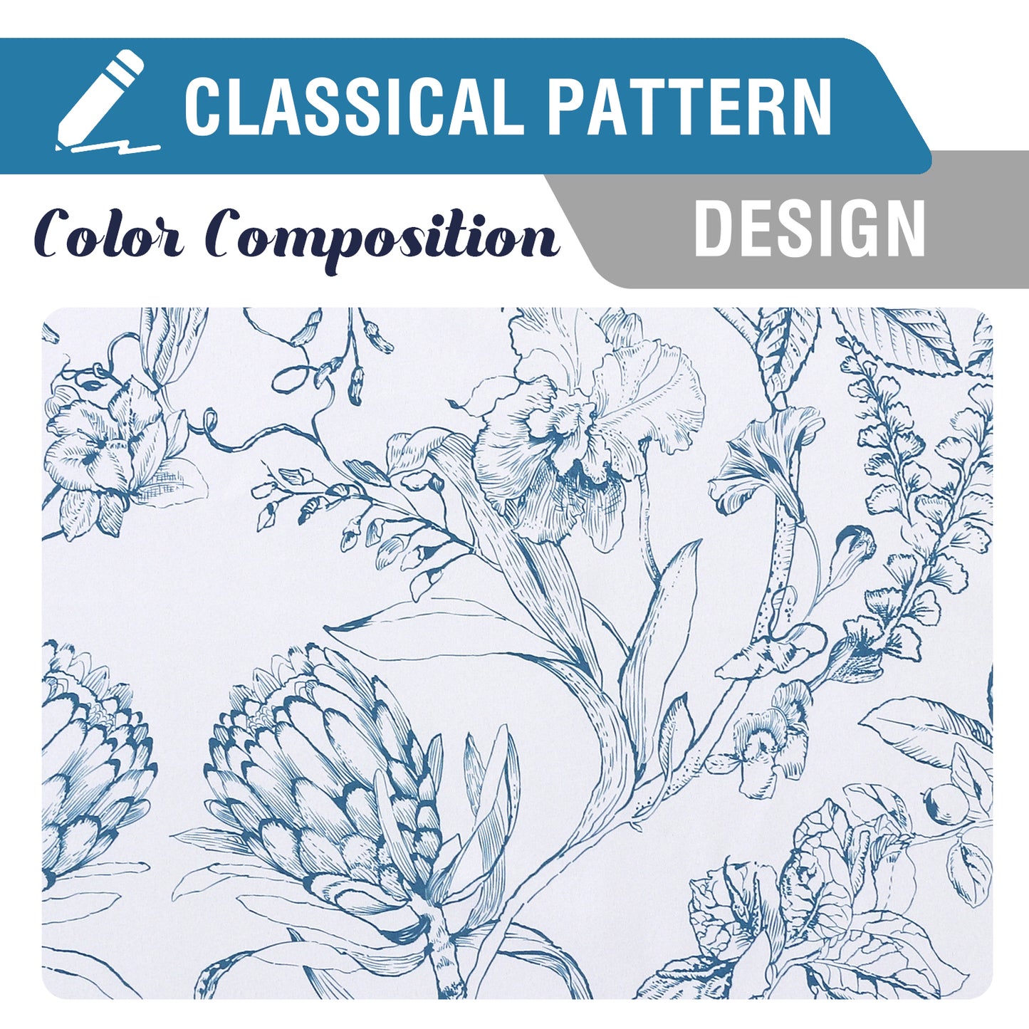 100% Blackout Printed Floral Curtains