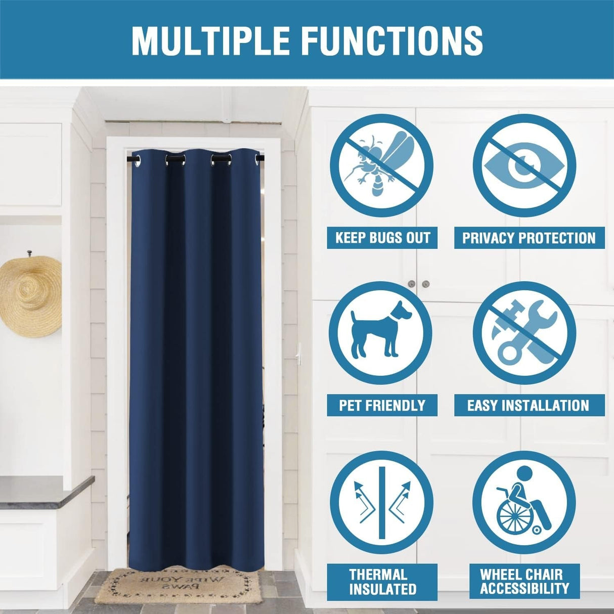 H.VERSAILTEX Doorway Curtain Blackout Closet Door Curtain Room Divider