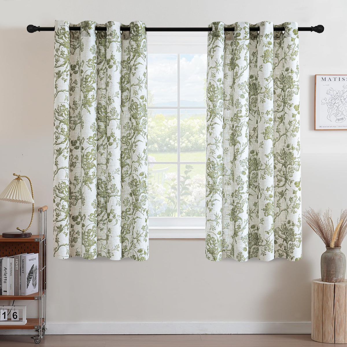 H.VERSAILTEX Linen Blend Curtains for Living Room Printed Floral Curtain Grommet Farmhouse Flower Patterned Drapes Window Treatment Panels Set of 2 Panels, 52" W x 84" L, Belinna Floral - Orange