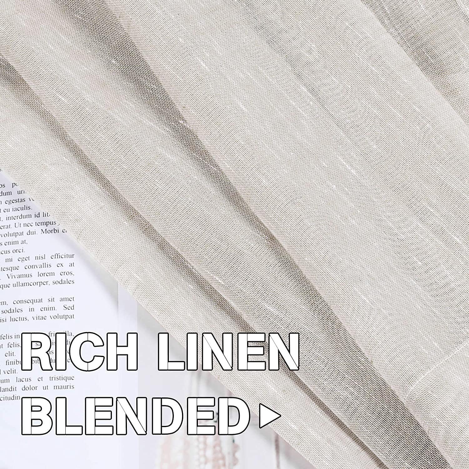 Natural Linen Semi Sheer Curtains Grommet Soft Privacy Drapes