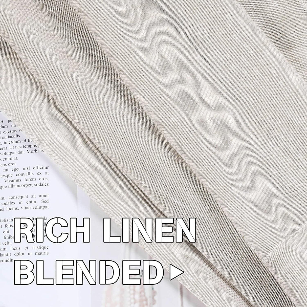 Natural Linen Semi Sheer Curtains Grommet Soft Privacy Drapes