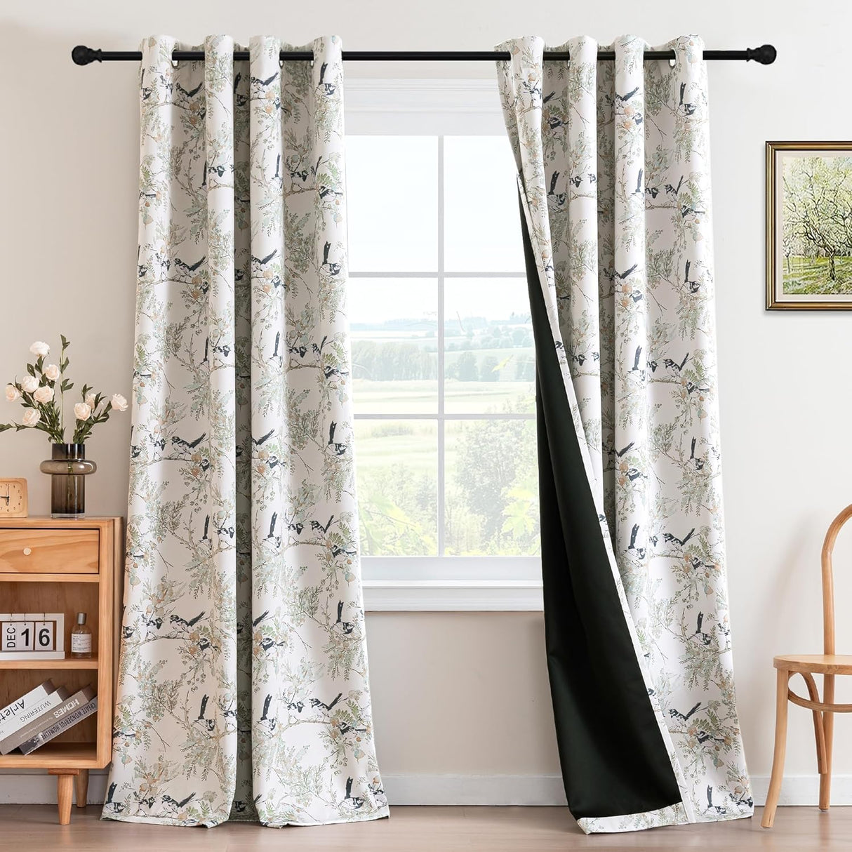 H.VERSAILTEX Floral 100% Blackout Vintage Curtains Patterned Thermal Insulated Grommet Window Drapes