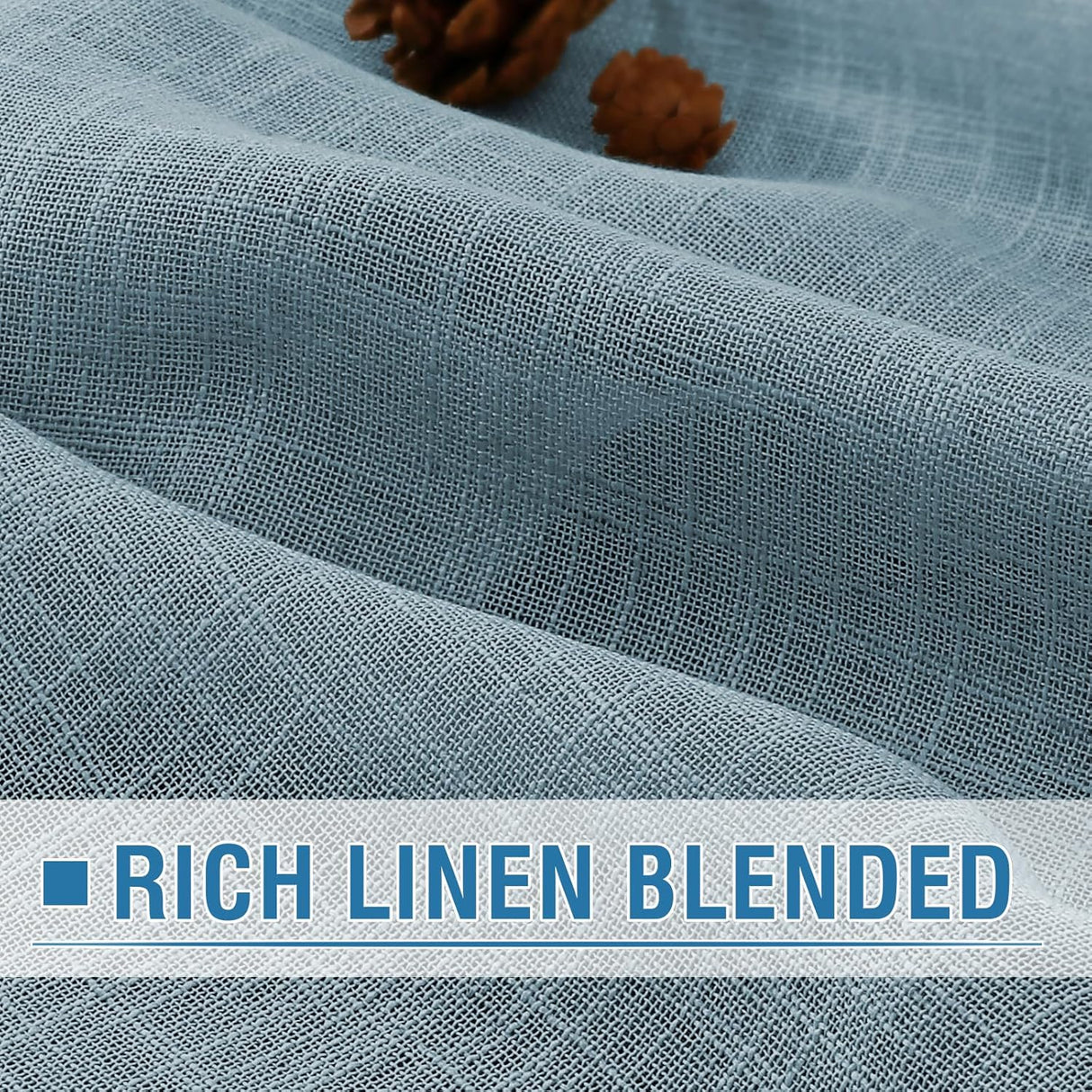 H.VERSAILTEX Linen Natural Linen Blended Curtains for Living Room Burlap Linen Textured Tab Top Curtain Energy Efficient Light Filtering Curtains (Set of 2, 52" x 84", Stone Blue)