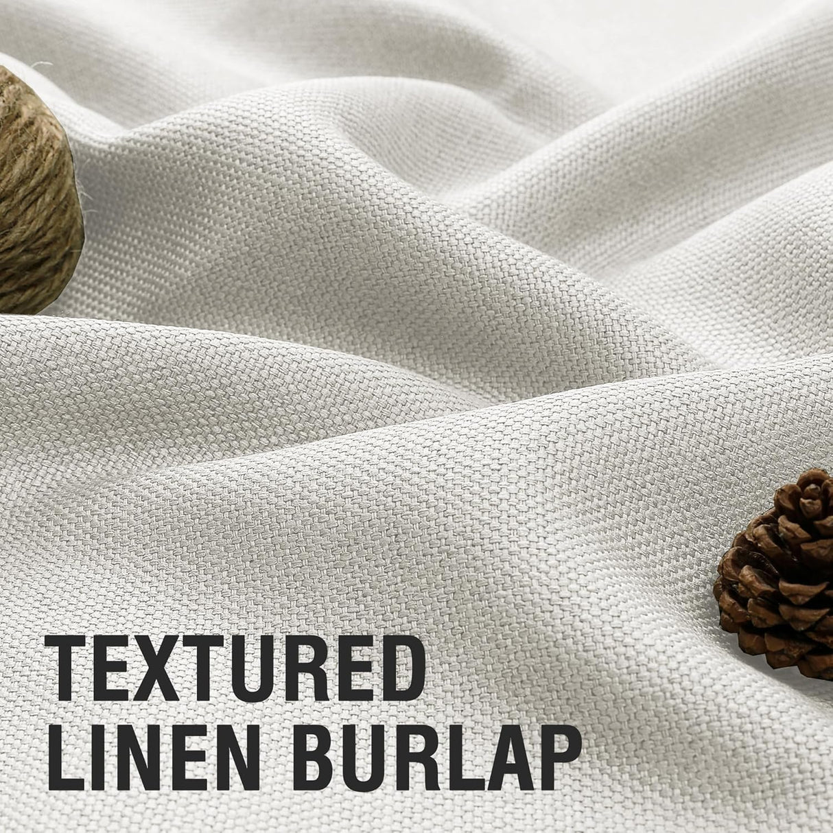 H.VERSAILTEX Farmhouse Boho Curtains for Living Room, 90% Blackout Drapes for Bedroom Energy Efficient, 96 Inch Long Windows Grommet Curtains, Burlap Textured 2 Panels, W52 x L96in, Heather Ivory