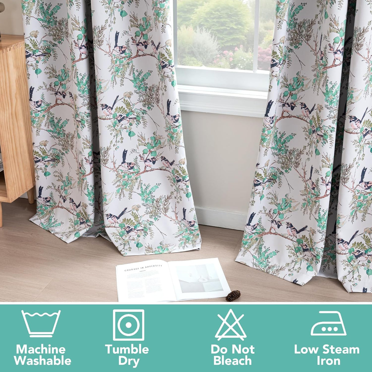 H.VERSAILTEX Floral 100% Blackout Vintage Curtains Patterned Thermal Insulated Grommet Window Drapes