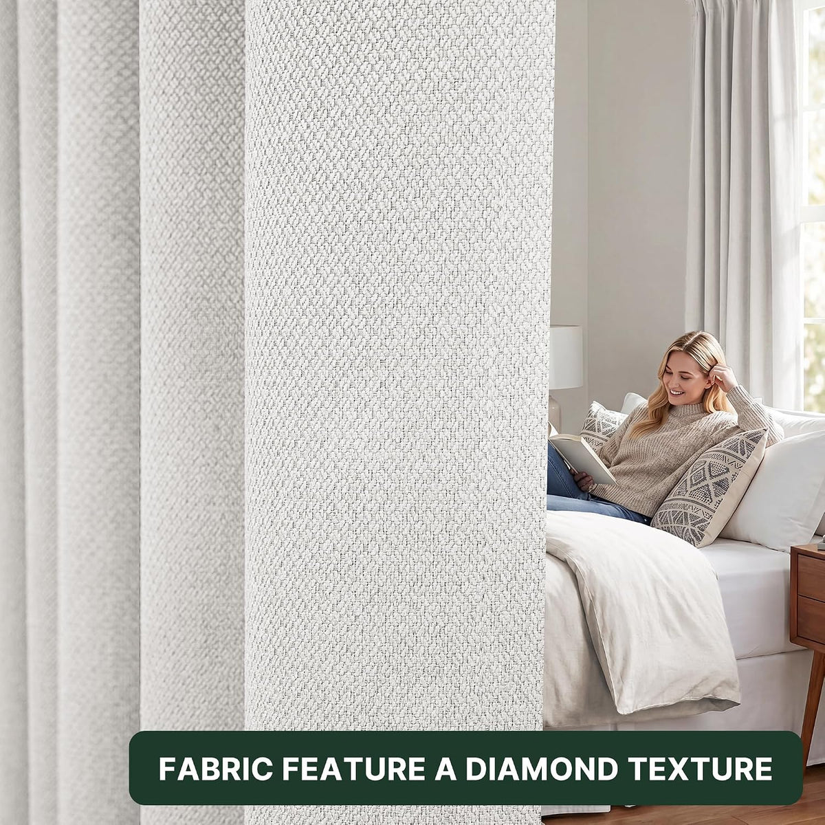 H.VERSAILTEX Ivory Pinch Pleated 100% Blackout Curtains 84 Inches Long