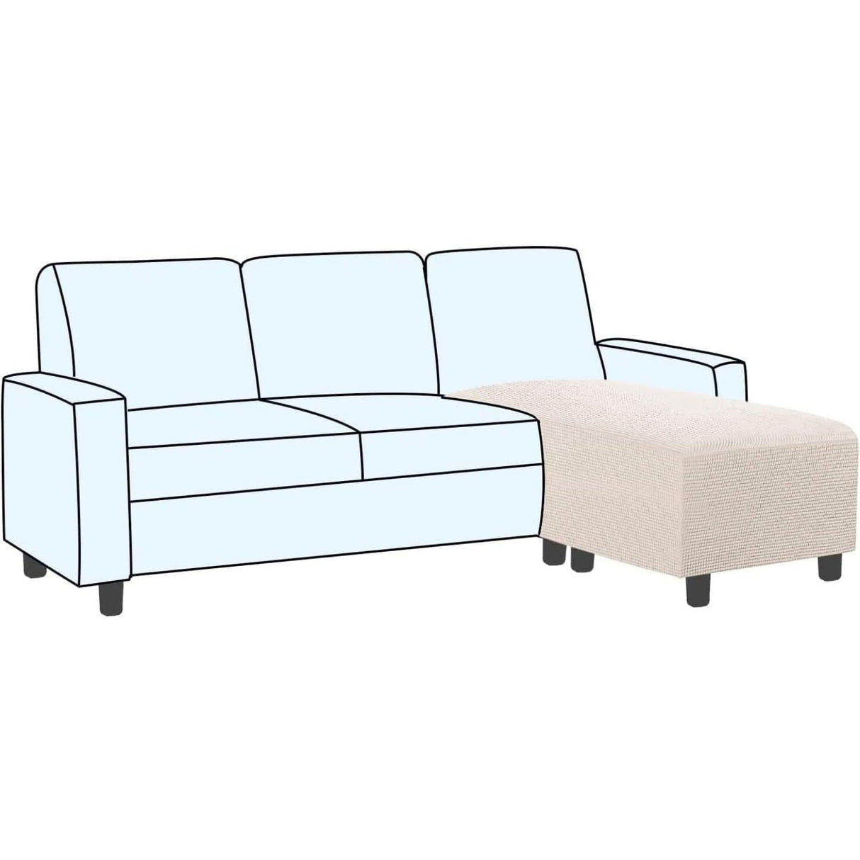 Ottoman Cover Slipcover Rectangle Fit Length Footrest Sofa Slipcovers Stool Cover