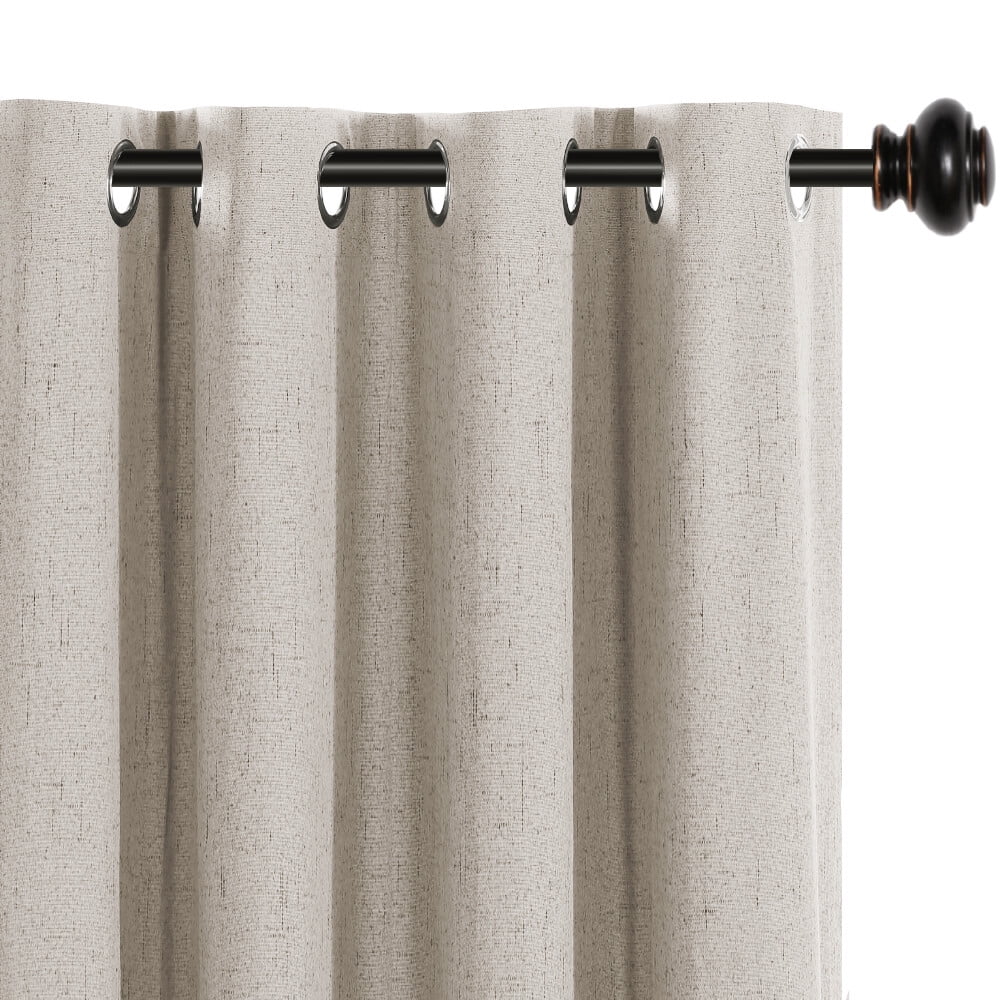 H.VERSAILTEX Natural Linen Blackout Curtains Set of 2 Panels, 100% Completely Blackout Curtains for Sliding Glass Door/Patio (52" x 96", Natural)