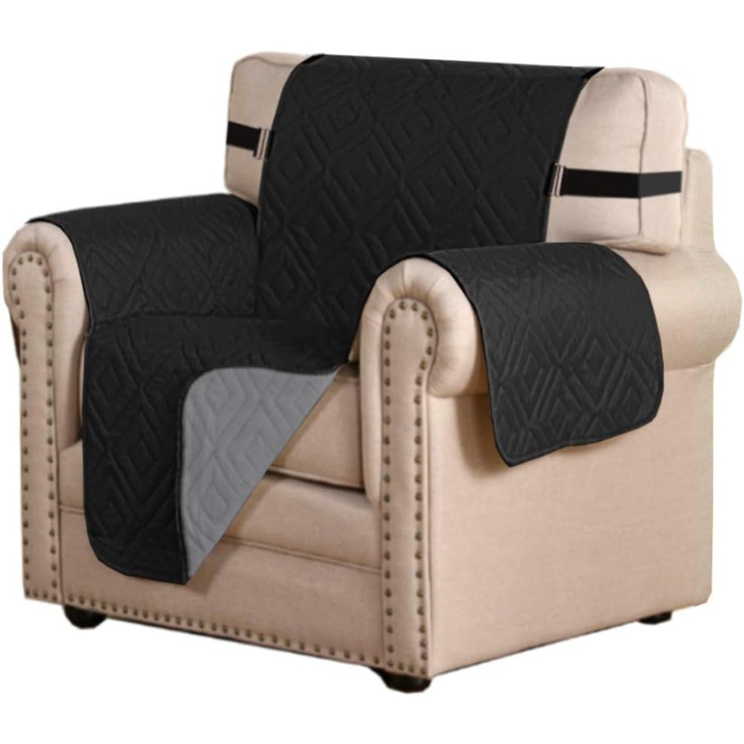 Reversible Furniture Protector Anti-Slip Water Resistant 2" Elastic Straps Couch Covers