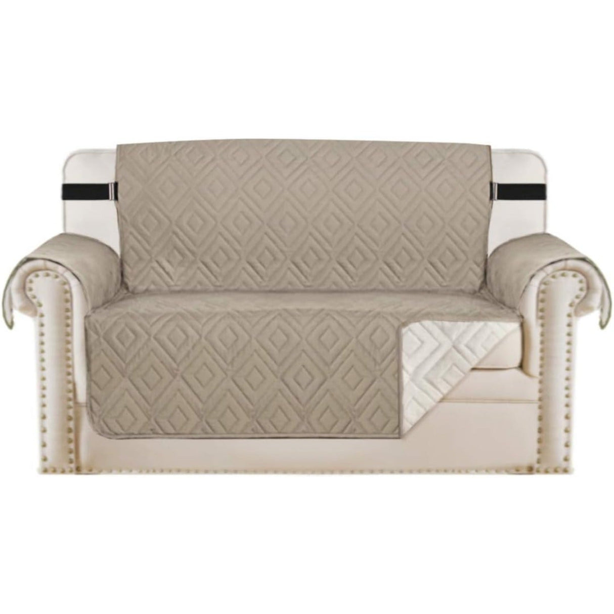 Reversible Furniture Protector Anti-Slip Water Resistant 2" Elastic Straps Couch Covers