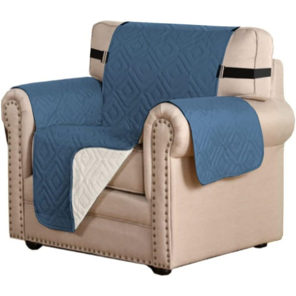 Reversible Furniture Protector Anti-Slip Water Resistant 2" Elastic Straps Couch Covers