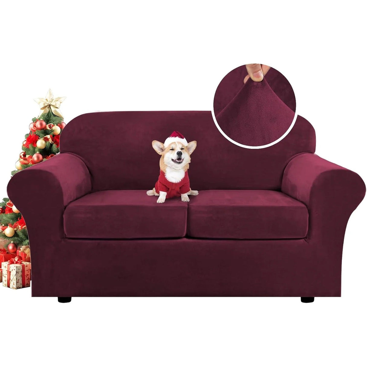 Modern Velvet Plush High Stretch Sofa Slipcover